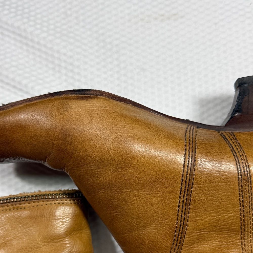 Frye Steffi Zip Short Brown Leather Ankle Boots Size 8.5 - Picture 8 of 16